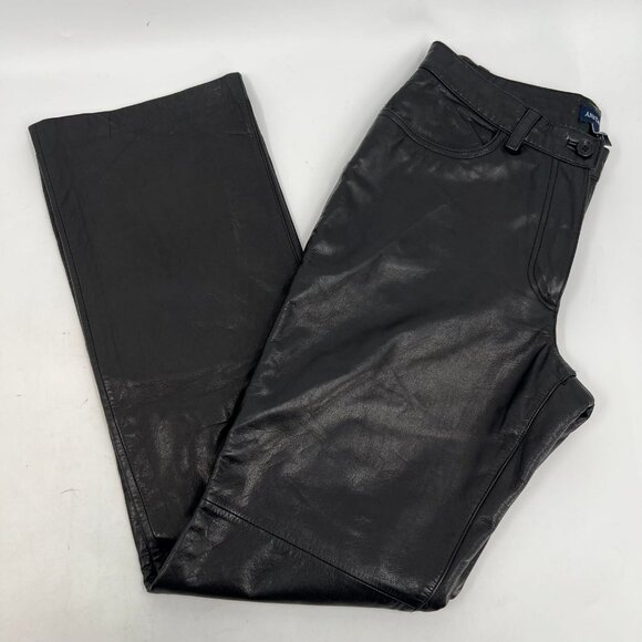 Ann Taylor Black Mid-Rise Leather Bootcut Pants | Size 6 - Picture 5 of 10